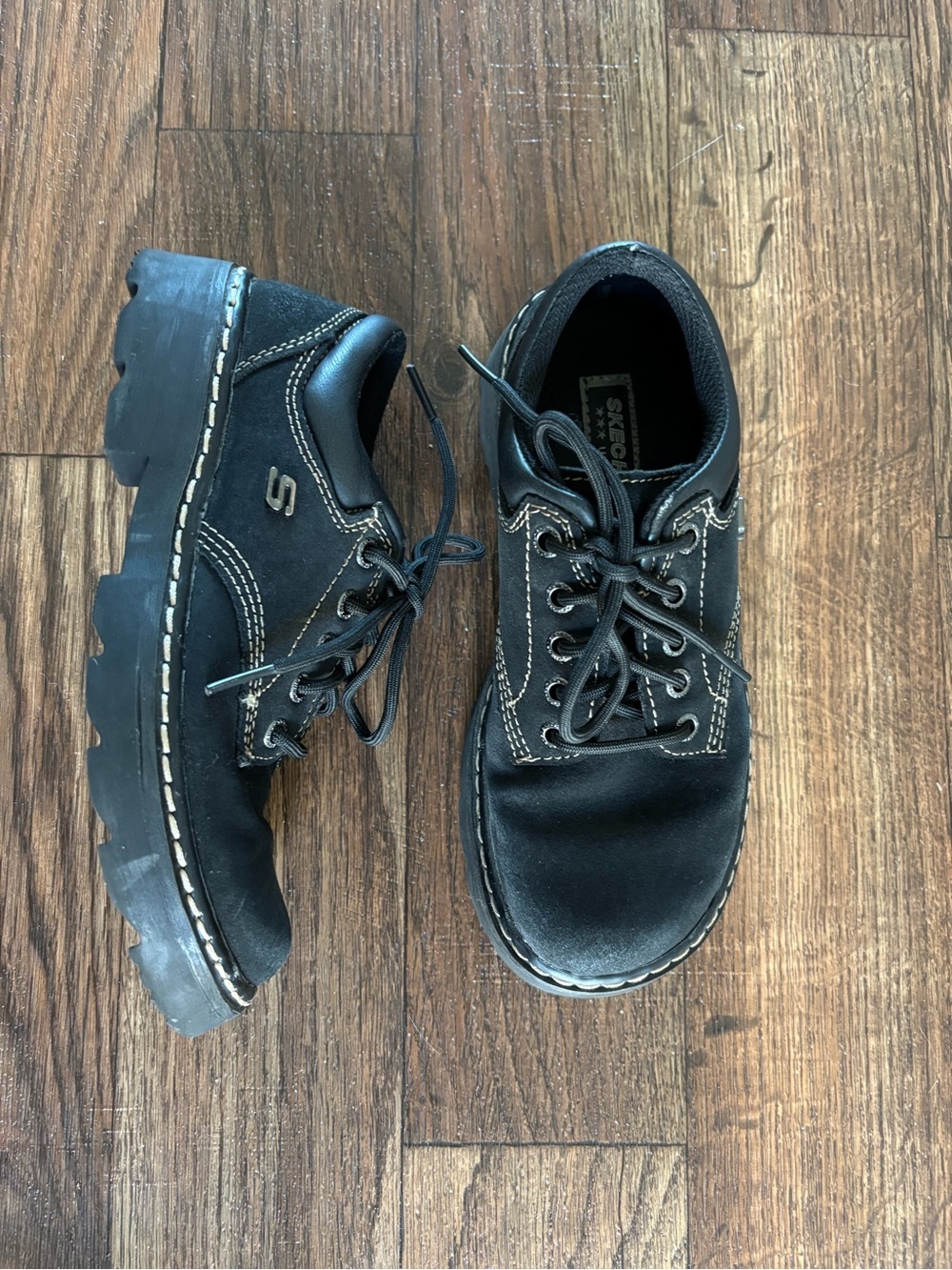 Skechers Parties-Mate Black Chunky Oxfords - Size 5.5